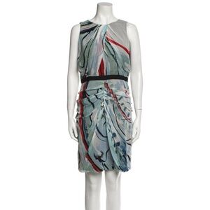 Diane Von Furstenberg Silk Red and Blue Midi Dress